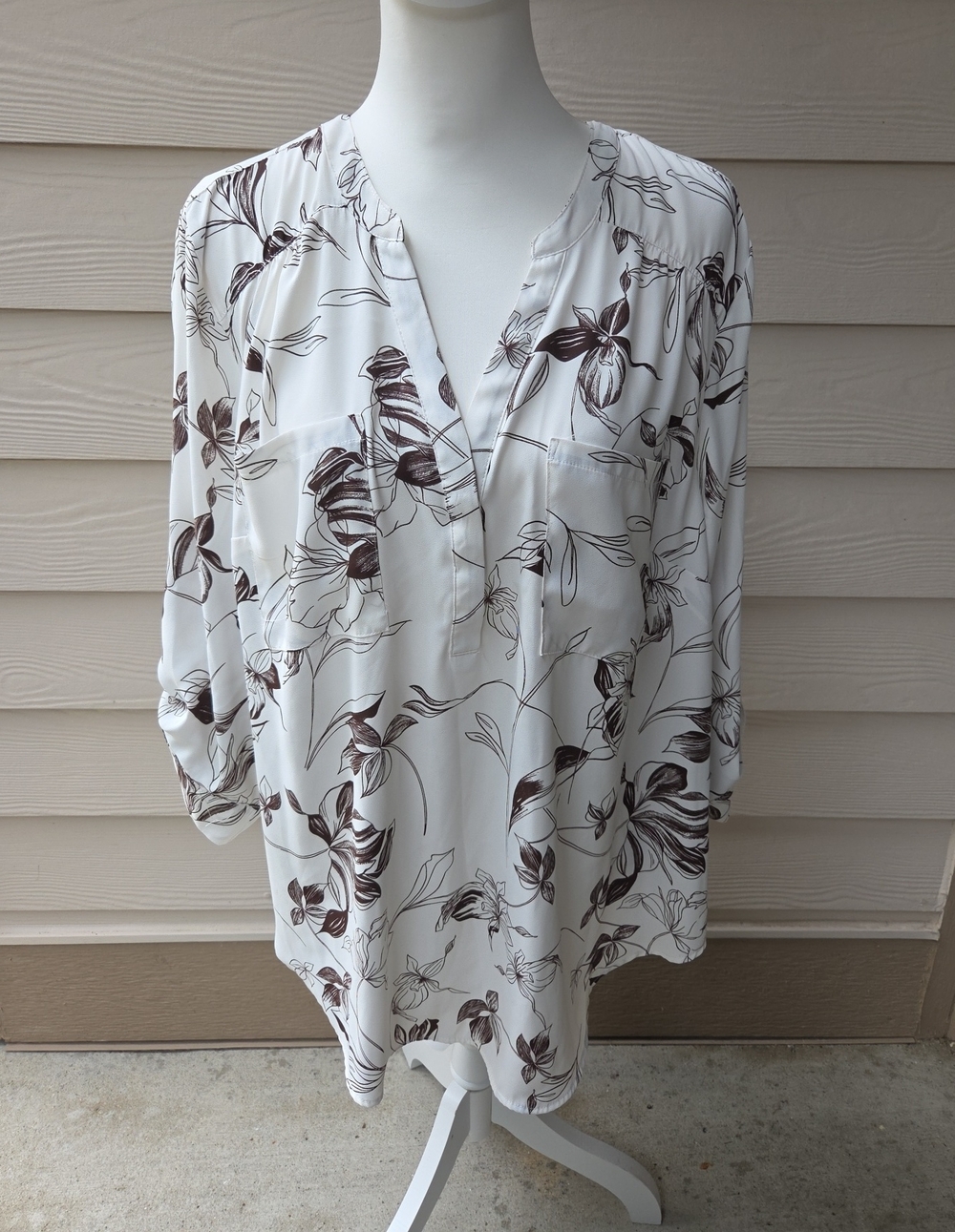 Torrid Harper Cream & Brown Floral Tunic – Women’s 2X